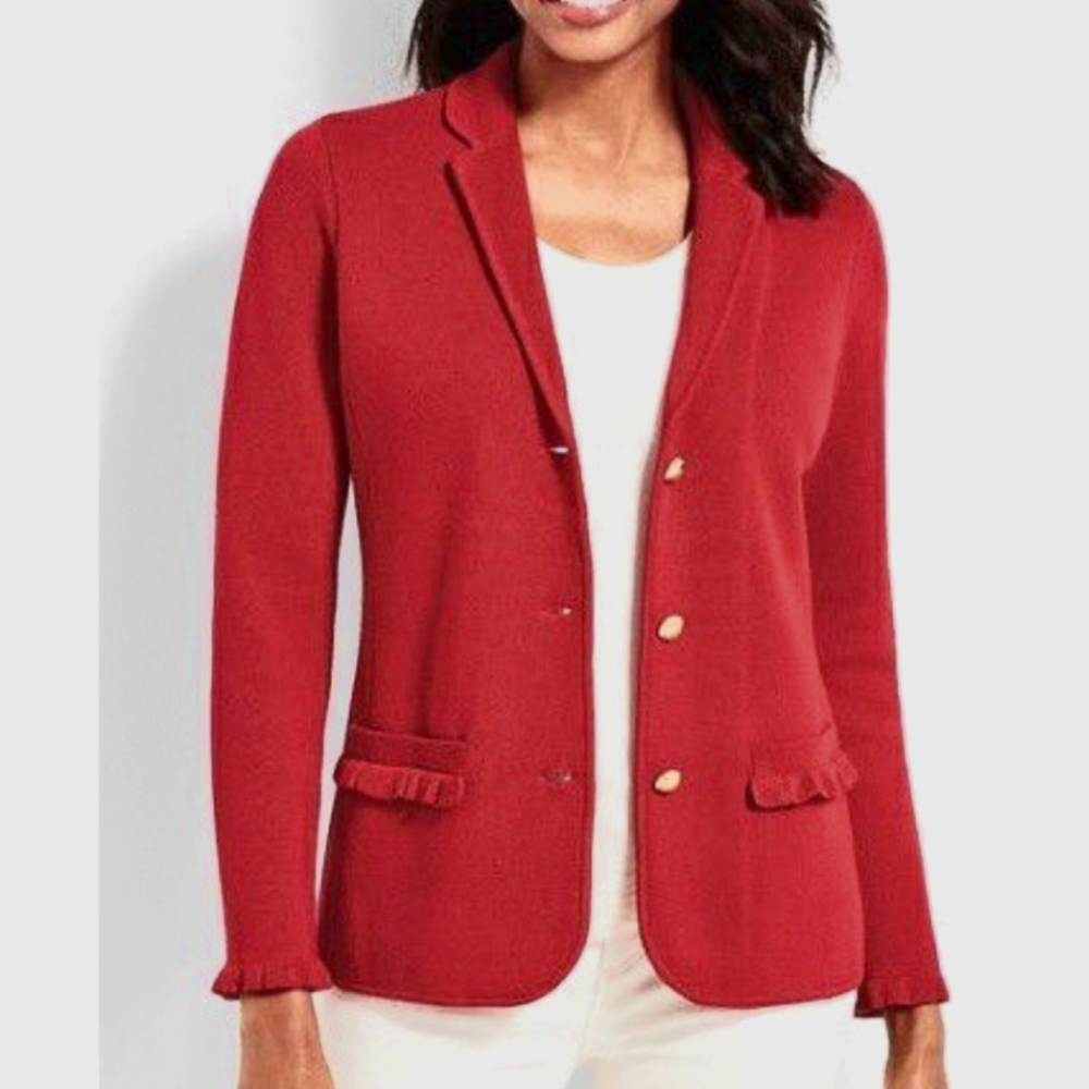 NWT 🆕 Talbots Red Sweater Jacket, Size 2XP